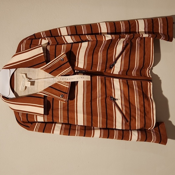 saltwater LUXE Jackets & Blazers - ❤️ NWT! SALTWATER LUXE STRIPED MOTO JACKET ON COTTON TERRY, SMALL